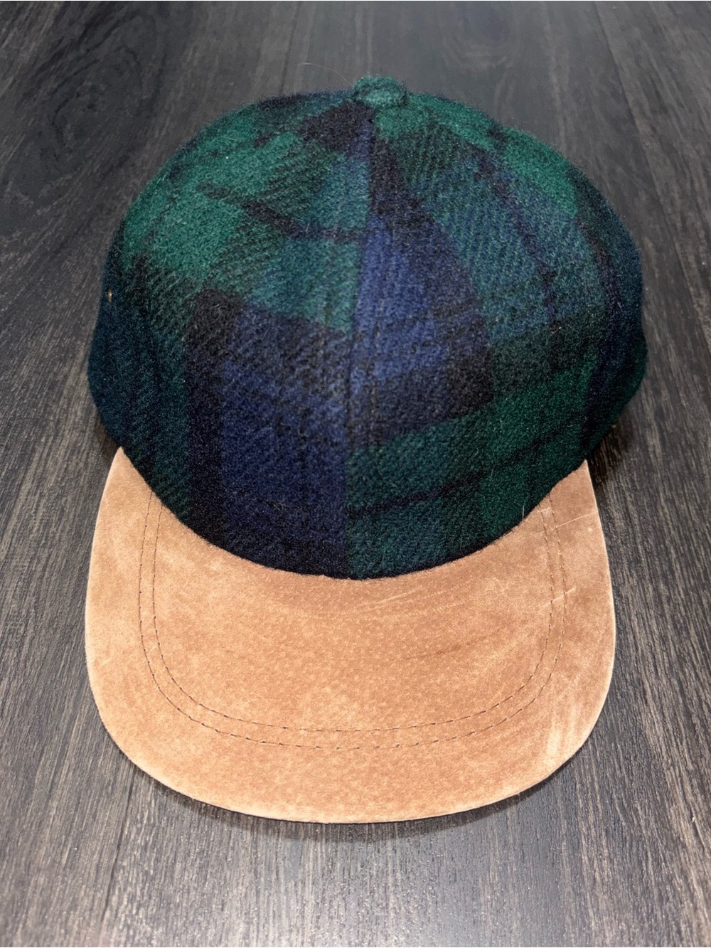 Vintage 90's Tartan plaid Suede Wool Blanket Pattern SnapBack Hat Made In USA